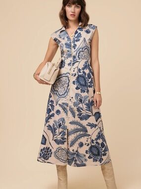 Spartina 449 Lainey Shirt Dress Serpentine Foliage Moonlight Worn Once Size L